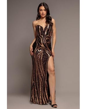 Goddiva Strapless Multi Sequin Maxi Dress - Multicolour