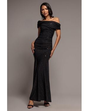 Goddiva One Shoulder Fit And Flare Sequin Maxi Dress - Multicolour