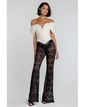 Goddiva Bootcut Scalloped Lace Trouser - Blue