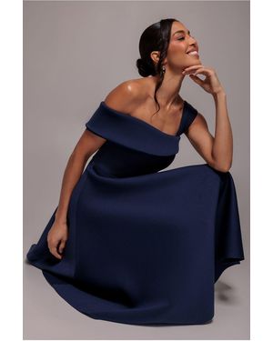 Goddiva One Shoulder A Line Midi Dress - Blue