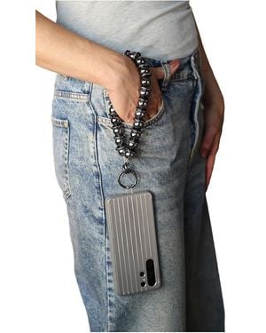 Goddiva Accessories Metal Beaded Phone Strap - Gray