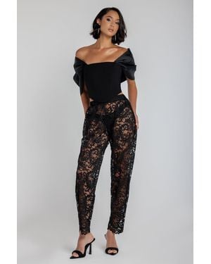 Goddiva Barrell Leg Scalloped Hem Trouser - Black