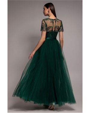 Goddiva Embroidered Sequin & Mesh Maxi Dress | Lyst UK