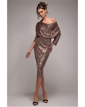 Goddiva Sequin Cowl Neck Midi Dress - Multicolor