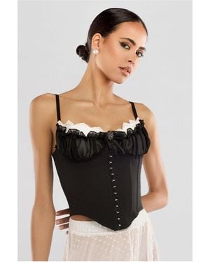 Goddiva Front Fastened Milk Maid Corset - Black