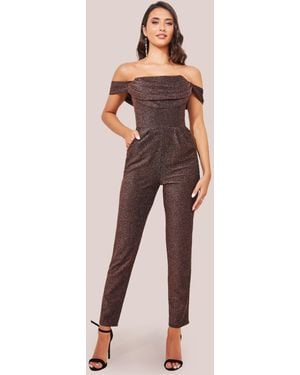 Goddiva Lurex Cowl Neck Jumpsuit - Multicolour