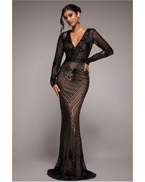 Goddiva Starburst Sequin Maxi - Black