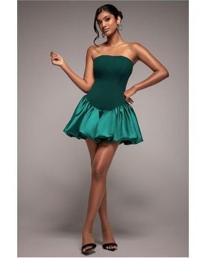 Goddiva Corset Boobtube Babydoll Mini Dress - Green