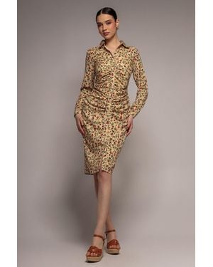 City Goddess Floral Print Shirt Dress - Natural