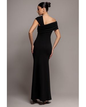 goddiva one shoulder evening maxi dress product info and reviews Cowl One Shoulder Velvet Maxi Dress - Black