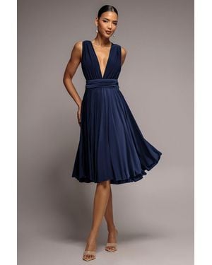 Goddiva Soft Touch Multi Way Open Back Midi Dress - Blue