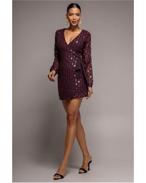 Goddiva Wrap Over Sequin Mini Dress - Multicolor