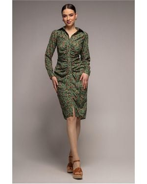 City Goddess Floral Print Shirt Dress - Green