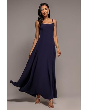 Goddiva Strapless Fit & Flare A Line Maxi Dress - Blue