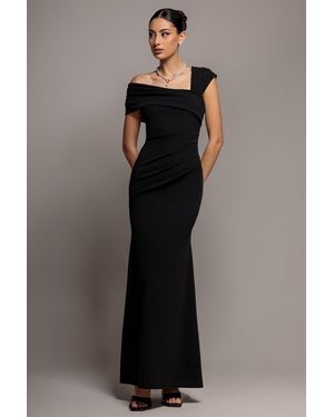 Goddiva One Shoulder Evening Maxi Dress - Blue