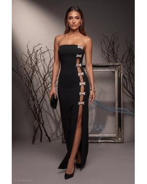 Goddiva Boobtube Bodycon Maxi 90S Carpet Halloween Costume - Black