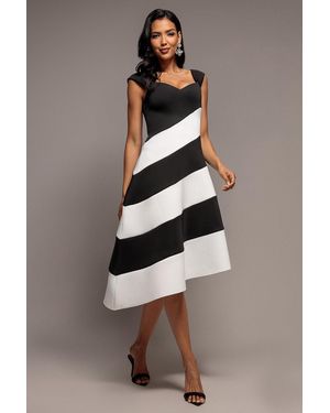 Goddiva Striped Contrast Asymmetric Midi Dress - Multicolour