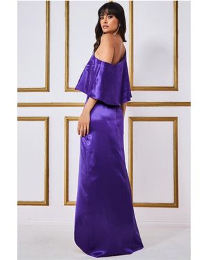 Goddiva Draped Shoulder Velvet Corset Maxi Dress in Red | Lyst UK