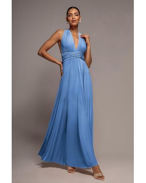 Goddiva Multiway Tie-Up Maxi Dress - Blue