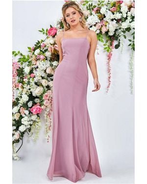 Goddiva Cowl Back Spaghetti Strap Maxi Dress - Pink