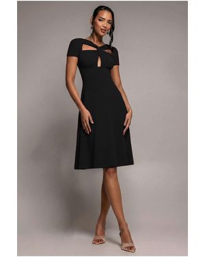 Goddiva Scuba Crepe Twist Cutout Midi Dress - Black