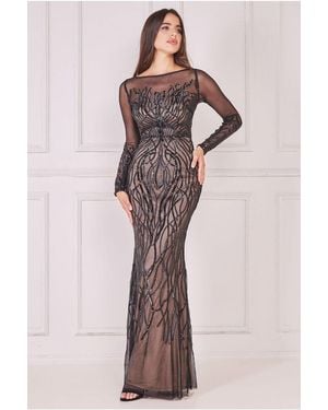 Goddiva Long Sleeve Sequin Flame Maxi - Multicolour