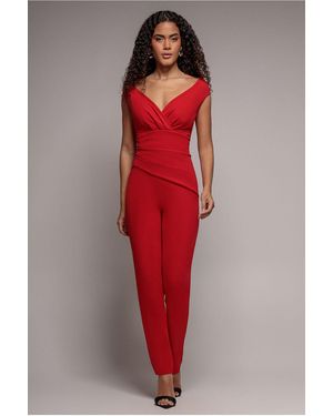 Goddiva Bardot Scuba Jumpsuit - Red