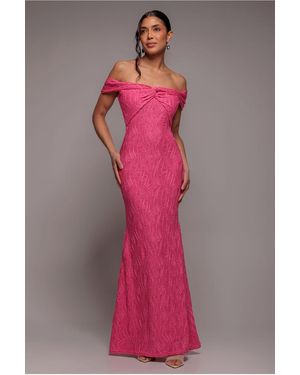 Goddiva Front Knot Twist Maxi Dress - Pink
