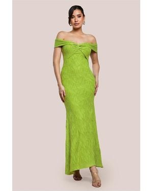 Goddiva Front Knot Twist Maxi Dress - Green