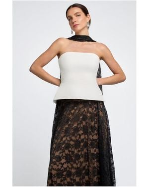 Goddiva Floral Lace Scarf - White