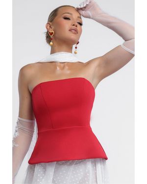 Goddiva Scuba Boobtube Peplum Hem Corset - Black