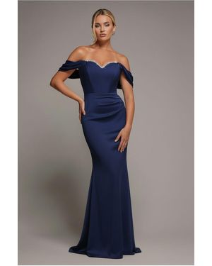 white christmas dresses Draped Shoulder Velvet Corset Midi Dress - Tealblue main image 1