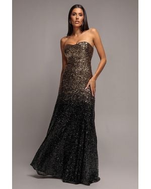 Goddiva Ombre Sequin Bandeau Maxi Dress - Metallic
