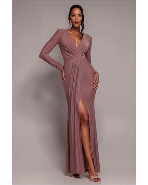Goddiva Front Crossover Lurex Split Maxi - Multicolour