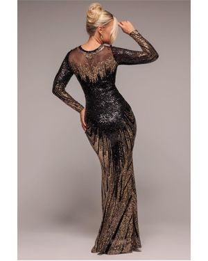 knee length dresses for ladies Wholesale Geo Patterned Sequin Long Sleeve Maxi Dress – City Goddess main image 1