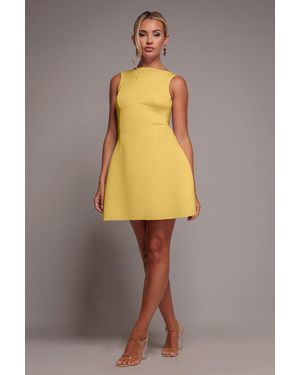 Goddiva Boatneck Open Back Scuba Mini Dress - Black