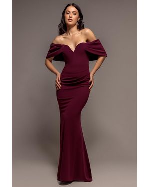 Goddiva Off The Shoulder Draped Sleeve Maxi Dress - Red