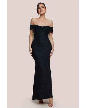Goddiva Front Knot Twist Maxi Dress - Blue