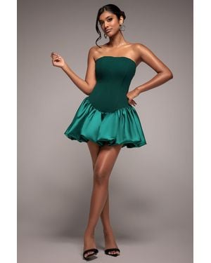 Goddiva Corset Boobtube Babydoll Mini Dress - Green