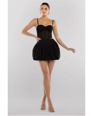 Goddiva Bengaline Balloon Mini Skirt - Black