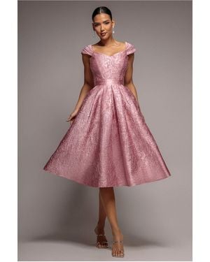 Goddiva Crushed Satin Sleeveless A Line Midi Dress - Pink