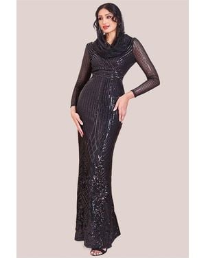 Goddiva Modesty Sequin Wrap Maxi Dress - Orange