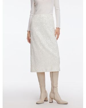GOELIA Velvet Sequins Pencil Skirt - White