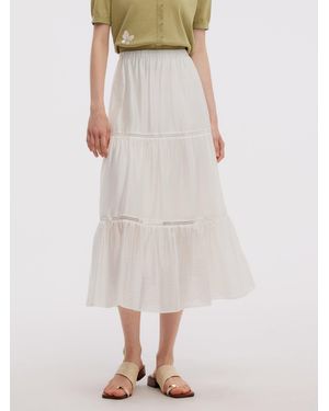GOELIA Tencel Blend A-Line Skirt - White