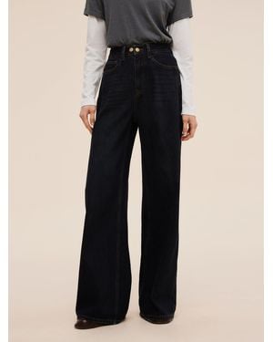 GOELIA Denim Adjustable Waist Wide Leg Jeans - Black