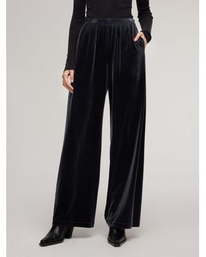GOELIA Velvet Straight Wide Leg Pants - Black