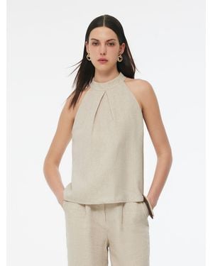 GOELIA 100% Linen Halter Tank Top - Green