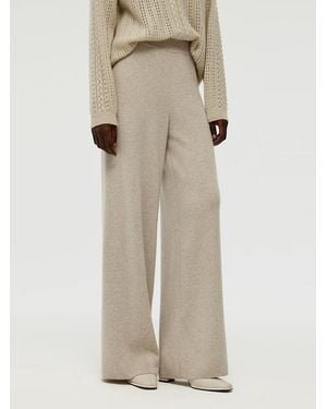 GOELIA Machine Washable Wool Wide-Leg Pants - Natural
