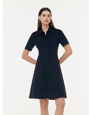 GOELIA Zip-Up Gathered Waist Convertible Knit Mini Dress - Blue
