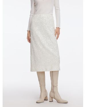 GOELIA Velvet Sequins Pencil Skirt - White